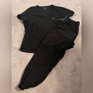 Womens black jaanu scrub top and bottom